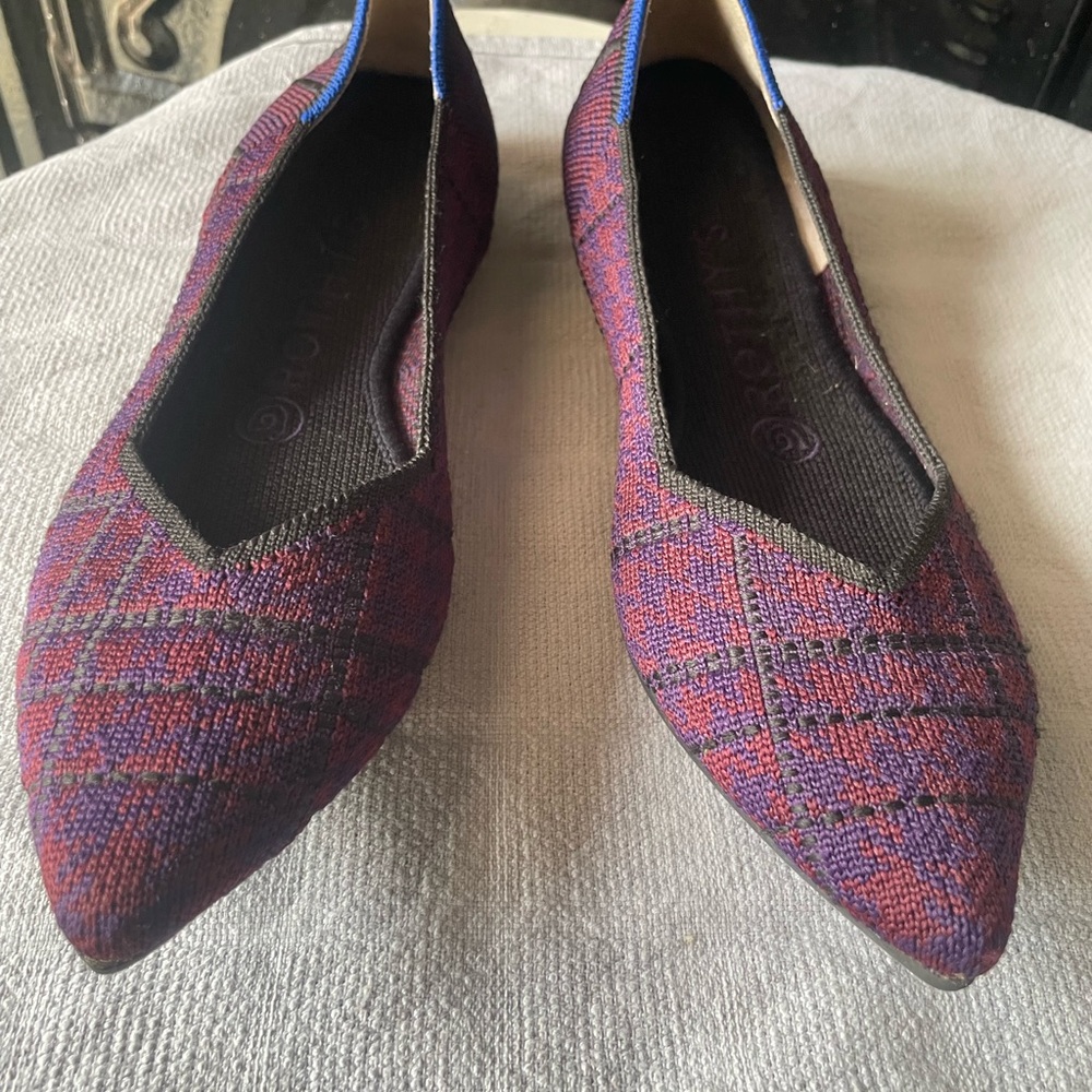 💎Rothy's Plaid Flats in Purple and Blue 2020 Limited Edition. No box - Picture 3 of 16